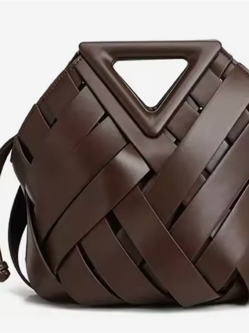 Woven Triangle Handle Women’s Bag - Brown